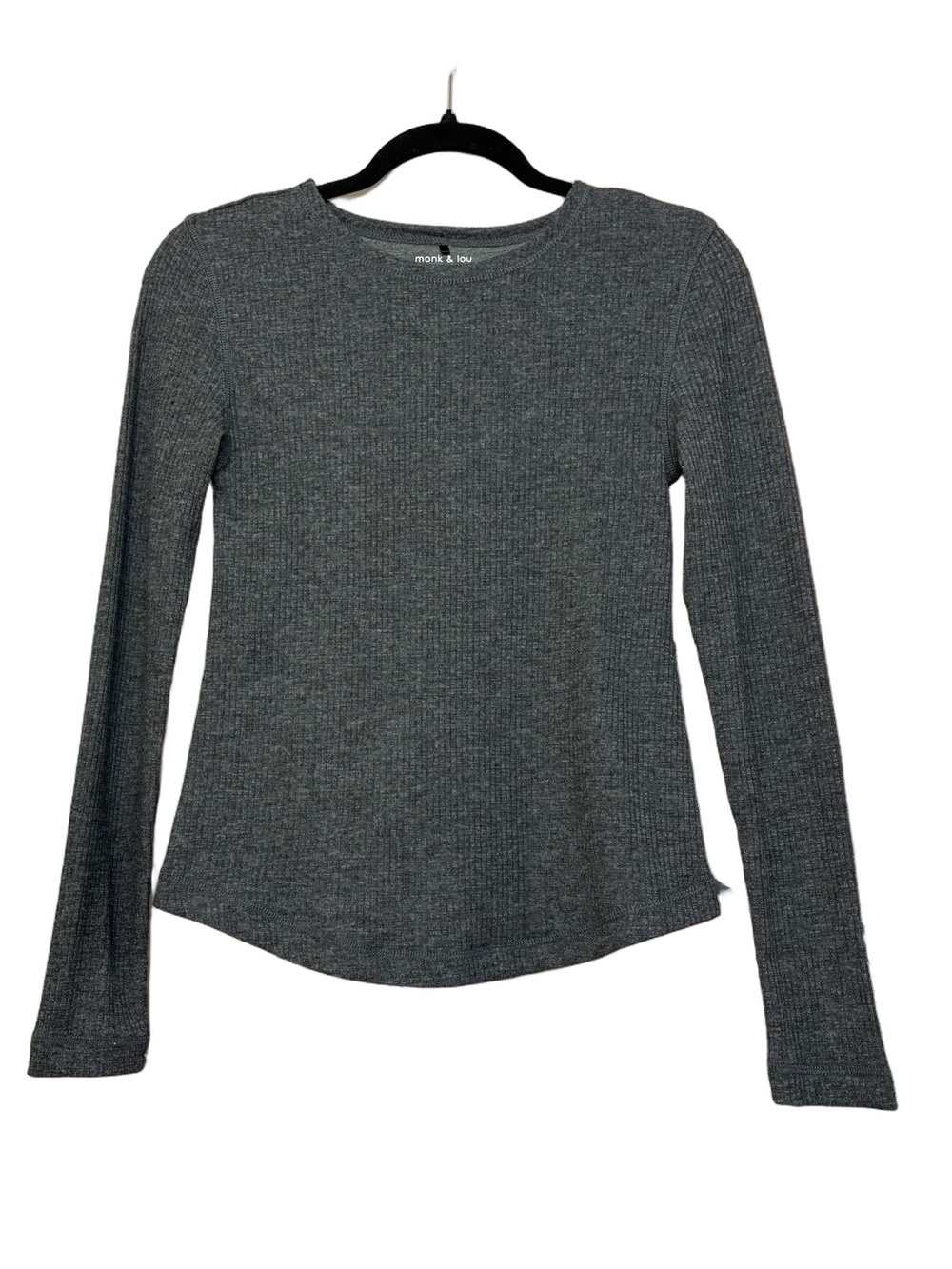 Charcoal Ribbed Long-Sleeve Top